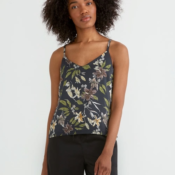 Frank & Oak Tops - Frank & Oak Satin Floral Print Slip Cami in Plum